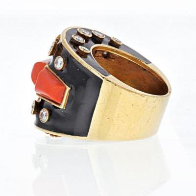 David Webb DAVID WEBB PLATINUM 18K YELLOW GOLD BASTILLE RING