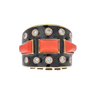 David Webb DAVID WEBB PLATINUM 18K YELLOW GOLD BASTILLE RING