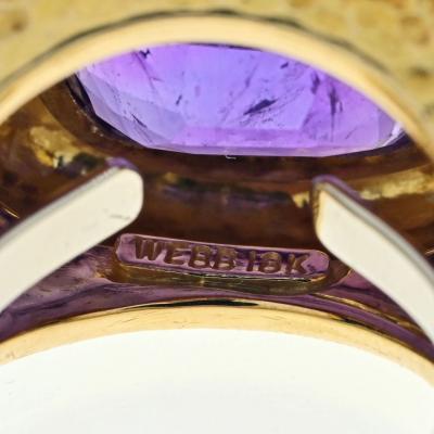 David Webb DAVID WEBB PLATINUM 18K YELLOW GOLD BEZEL SET PURPLE AMETHYST RING