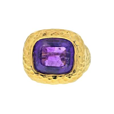 David Webb DAVID WEBB PLATINUM 18K YELLOW GOLD BEZEL SET PURPLE AMETHYST RING