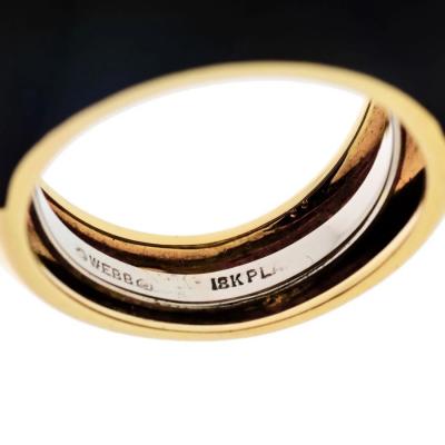 David Webb DAVID WEBB PLATINUM 18K YELLOW GOLD BLACK ENAMEL AND DIAMOND RING