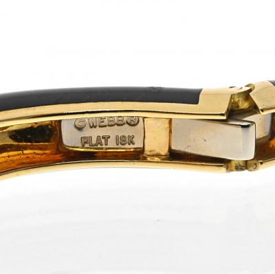 David Webb DAVID WEBB PLATINUM 18K YELLOW GOLD BLACK ENAMEL DIAMOND CUFF BRACELET
