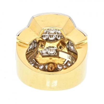 David Webb DAVID WEBB PLATINUM 18K YELLOW GOLD BLACK ENAMEL DIAMOND RING