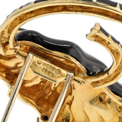 David Webb DAVID WEBB PLATINUM 18K YELLOW GOLD BLACK ENAMEL ELEPHANT BROOCH