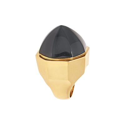 David Webb DAVID WEBB PLATINUM 18K YELLOW GOLD BLACK ONYX DOME RING