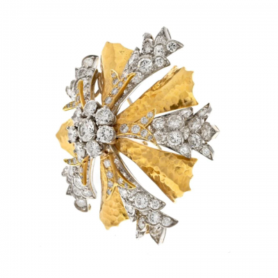 David Webb DAVID WEBB PLATINUM 18K YELLOW GOLD BROOCH