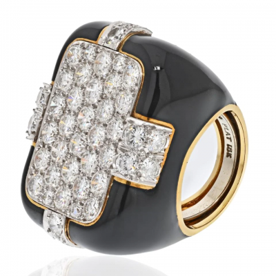 David Webb DAVID WEBB PLATINUM 18K YELLOW GOLD CHECKMATE 5 50 CARAT DIAMOND RING