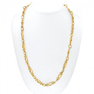 David Webb DAVID WEBB PLATINUM 18K YELLOW GOLD CIRCLE MOTIF 32 CHAIN NECKLACE