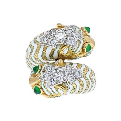 David Webb DAVID WEBB PLATINUM 18K YELLOW GOLD CROSSOVER TIGER RING