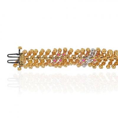 David Webb DAVID WEBB PLATINUM 18K YELLOW GOLD DIAMOND AND RUBY BRACELET