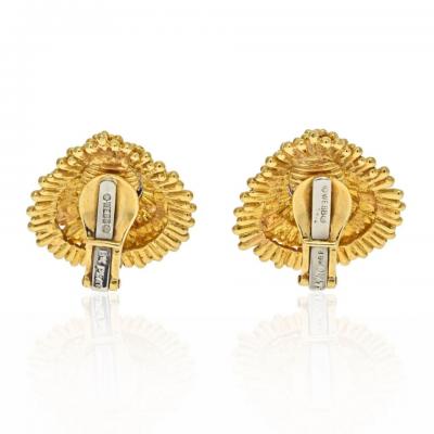 David Webb DAVID WEBB PLATINUM 18K YELLOW GOLD DIAMOND CLIP EARRINGS