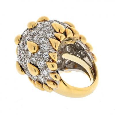 David Webb DAVID WEBB PLATINUM 18K YELLOW GOLD DIAMOND PAVE DOME COCKTAIL RING