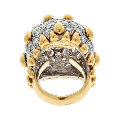 David Webb DAVID WEBB PLATINUM 18K YELLOW GOLD DIAMOND PAVE DOME COCKTAIL RING