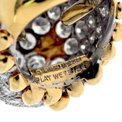 David Webb DAVID WEBB PLATINUM 18K YELLOW GOLD DIAMOND PAVE DOME COCKTAIL RING