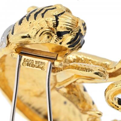 David Webb DAVID WEBB PLATINUM 18K YELLOW GOLD DIAMOND TIGER ANIMAL BROOCH
