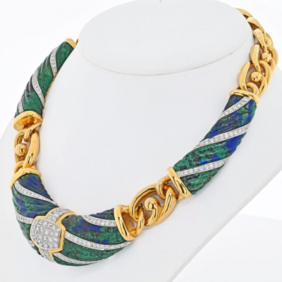 David Webb DAVID WEBB PLATINUM 18K YELLOW GOLD DINNER ROLL NECKLACE