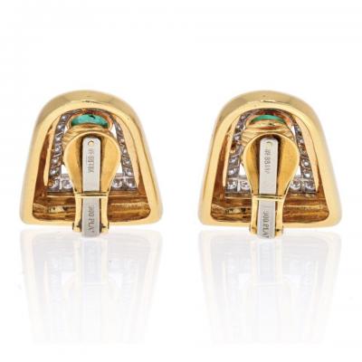 David Webb DAVID WEBB PLATINUM 18K YELLOW GOLD EMERALD RUBY AND DIAMOND CLIP EARRINGS