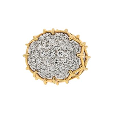 David Webb DAVID WEBB PLATINUM 18K YELLOW GOLD GEODESIC DOME DIAMOND RING