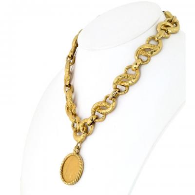 David Webb DAVID WEBB PLATINUM 18K YELLOW GOLD HAMMERED COIN NECKLACE
