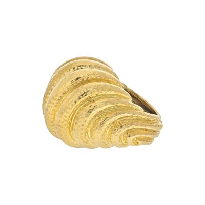 David Webb DAVID WEBB PLATINUM 18K YELLOW GOLD HAMMERED DOMED RIGID STYLE RING
