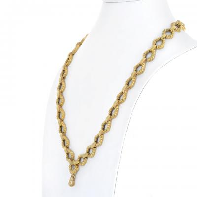 David Webb DAVID WEBB PLATINUM 18K YELLOW GOLD HAMMERED LINK TWIST CHAIN NECKLACE