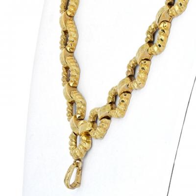 David Webb DAVID WEBB PLATINUM 18K YELLOW GOLD HAMMERED LINK TWIST CHAIN NECKLACE