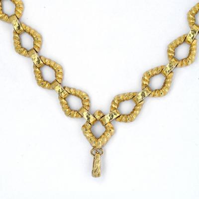 David Webb DAVID WEBB PLATINUM 18K YELLOW GOLD HAMMERED LINK TWIST CHAIN NECKLACE
