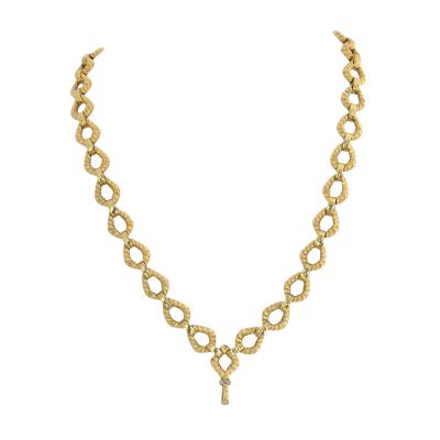 David Webb DAVID WEBB PLATINUM 18K YELLOW GOLD HAMMERED LINK TWIST CHAIN NECKLACE