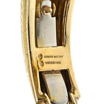 David Webb DAVID WEBB PLATINUM 18K YELLOW GOLD HAMMERED SWIRL CROSSOVER HINGED BRACELET