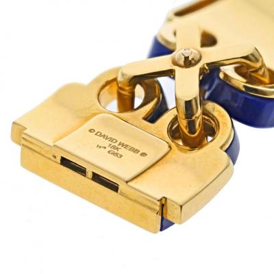 David Webb DAVID WEBB PLATINUM 18K YELLOW GOLD LAPIS CROSS STITCH BRACELET