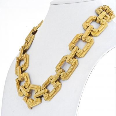 David Webb DAVID WEBB PLATINUM 18K YELLOW GOLD LARGE ANCIENT WORLD OPEN LINK NECKLACE