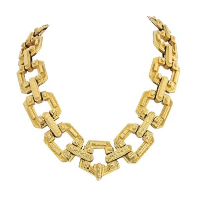David Webb DAVID WEBB PLATINUM 18K YELLOW GOLD LARGE ANCIENT WORLD OPEN LINK NECKLACE