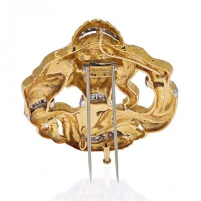 David Webb DAVID WEBB PLATINUM 18K YELLOW GOLD MEDUSA DIAMOND PENDANT BROOCH