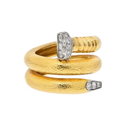 David Webb DAVID WEBB PLATINUM 18K YELLOW GOLD NAIL RING