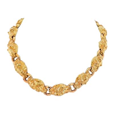 David Webb DAVID WEBB PLATINUM 18K YELLOW GOLD NUGGET LINK NECKLACE