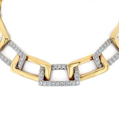 David Webb DAVID WEBB PLATINUM 18K YELLOW GOLD OPEN LINK COLLAR NECKLACE