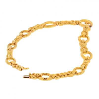 David Webb DAVID WEBB PLATINUM 18K YELLOW GOLD OPEN LINK HAMMERED NECKLACE