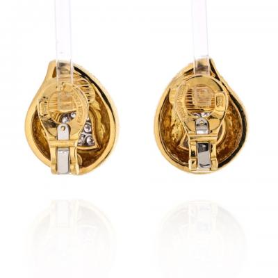 David Webb DAVID WEBB PLATINUM 18K YELLOW GOLD PAISLEY DIAMOND EARRINGS