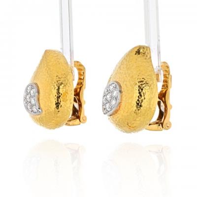 David Webb DAVID WEBB PLATINUM 18K YELLOW GOLD PAISLEY DIAMOND EARRINGS
