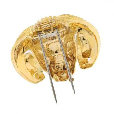 David Webb DAVID WEBB PLATINUM 18K YELLOW GOLD RAM DIAMOND HEAD BROOCH