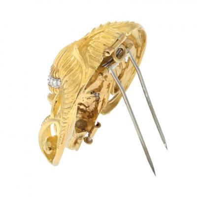 David Webb DAVID WEBB PLATINUM 18K YELLOW GOLD RAM DIAMOND HEAD BROOCH