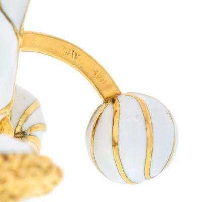 David Webb DAVID WEBB PLATINUM 18K YELLOW GOLD RUBY AND WHITE ENAMEL GOAT CUFF LINKS