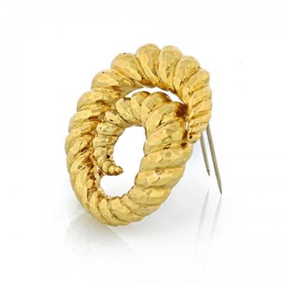 David Webb DAVID WEBB PLATINUM 18K YELLOW GOLD SWIRL CIRCLE BROOCH