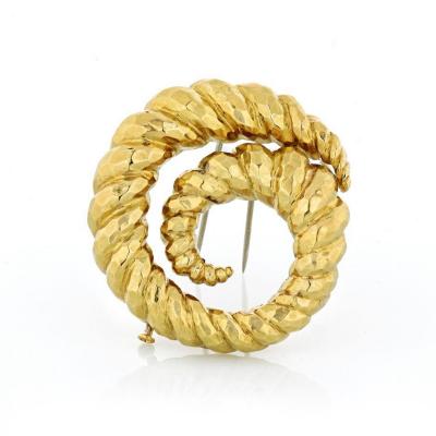 David Webb DAVID WEBB PLATINUM 18K YELLOW GOLD SWIRL CIRCLE BROOCH