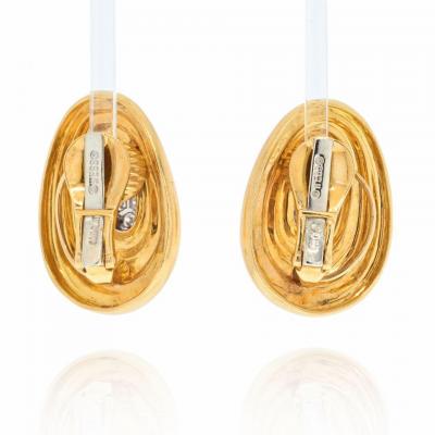 David Webb DAVID WEBB PLATINUM 18K YELLOW GOLD TEXTURED GOLD AND DIAMOND EARRINGS