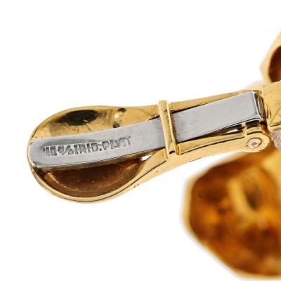 David Webb DAVID WEBB PLATINUM 18K YELLOW GOLD TEXTURED NUGGET DIAMOND SLOPE EARRINGS