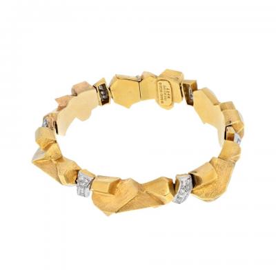 David Webb DAVID WEBB PLATINUM 18K YELLOW GOLD TEXTURED NUGGET STYLE 1 62CTS BRACELET
