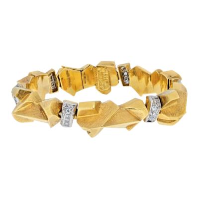 David Webb DAVID WEBB PLATINUM 18K YELLOW GOLD TEXTURED NUGGET STYLE 1 62CTS BRACELET