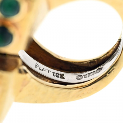 David Webb DAVID WEBB PLATINUM 18K YELLOW GOLD TURQUOISE DIAMOND EMERALD OVERSIZED RING