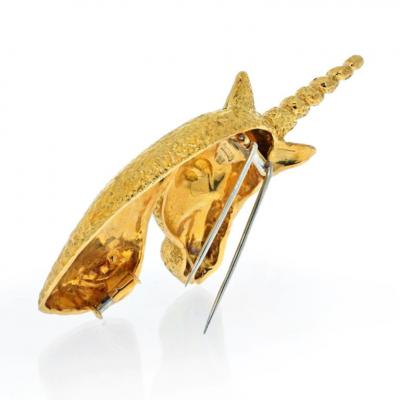 David Webb DAVID WEBB PLATINUM 18K YELLOW GOLD UNICORN BROOCH